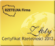 Złoty Certyfikat Rzetelnej Firmy Złoty Certyfikat Rzetelnej Firmy